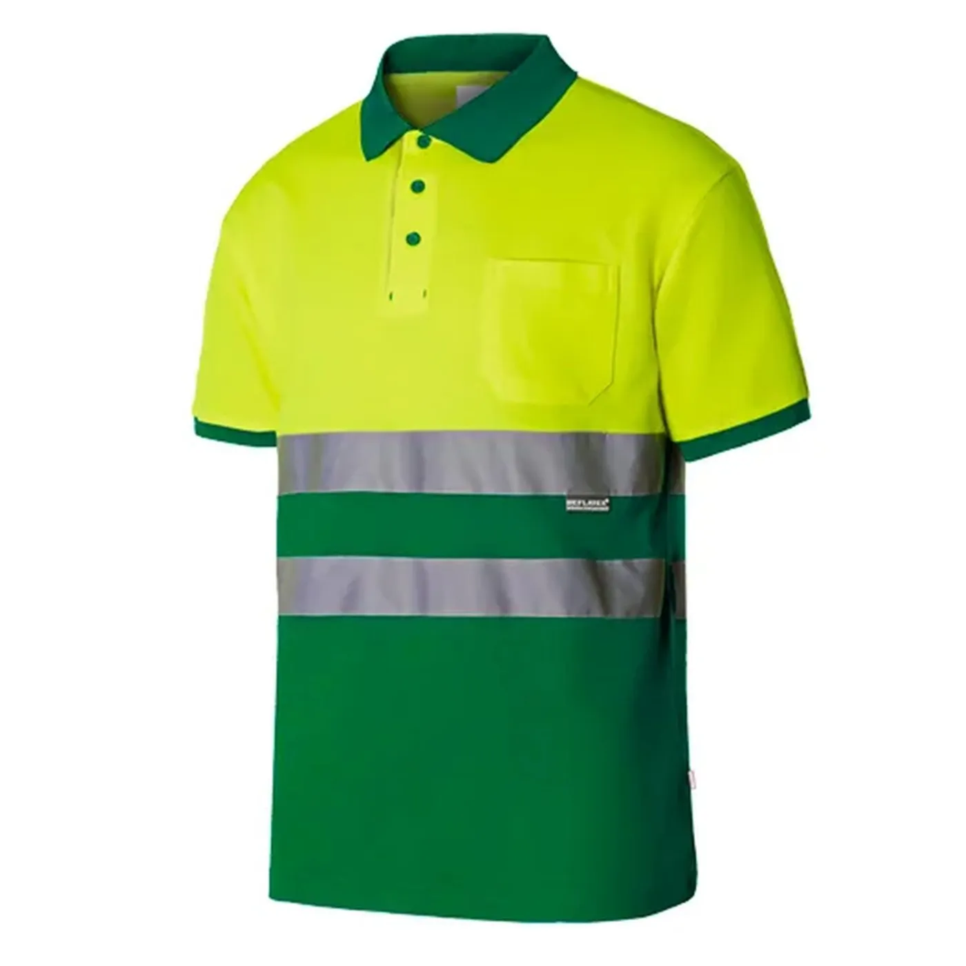 Tricou polo cu mânecă scurtă, din bumbac, de înaltă vizibilitate, în două tonuri / Velilla / Tricouri, bluze, cămăși