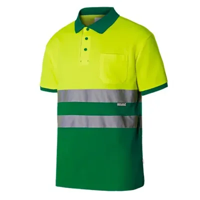 Tricou polo cu mânecă scurtă, din bumbac, de înaltă vizibilitate, în două tonuri / Velilla / Tricouri, bluze, cămăși
