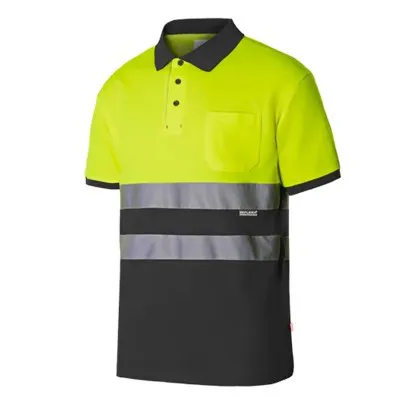 Tricou polo cu mânecă scurtă, din bumbac, de înaltă vizibilitate, în două tonuri / Velilla / Tricouri, bluze, cămăși