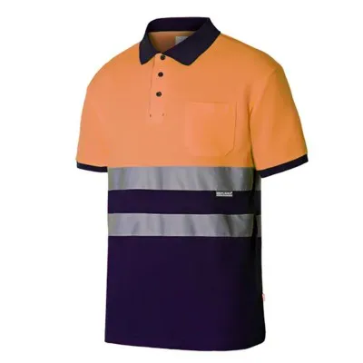 Tricou polo cu mânecă scurtă, din bumbac, de înaltă vizibilitate, în două tonuri / Velilla / Tricouri, bluze, cămăși