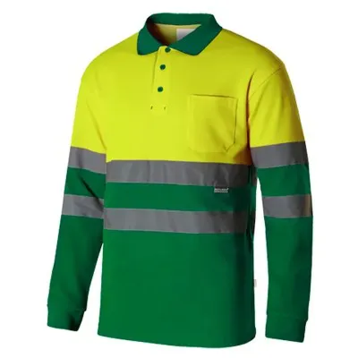 Tricou polo din bumbac, cu mânecă lungă, de înaltă vizibilitate, în două tonuri / Velilla / Tricouri, bluze, cămăși