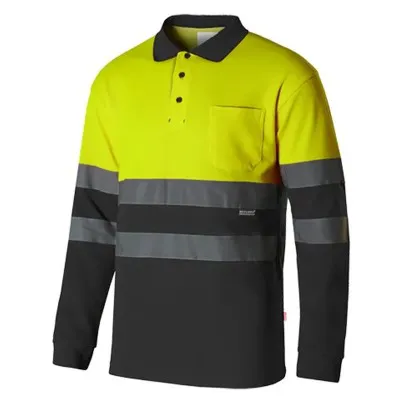 Tricou polo din bumbac, cu mânecă lungă, de înaltă vizibilitate, în două tonuri / Velilla / Tricouri, bluze, cămăși