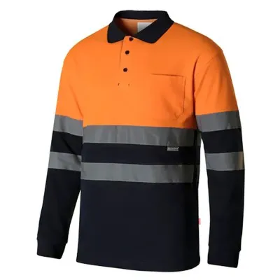 Tricou polo din bumbac, cu mânecă lungă, de înaltă vizibilitate, în două tonuri / Velilla / Tricouri, bluze, cămăși
