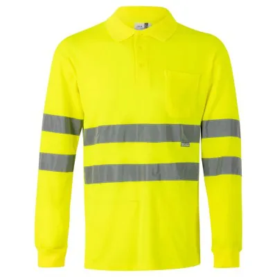 Tricou polo reflectorizant, cu mânecă lungă, de înaltă vizibilitate, din bumbac / Velilla / Tricouri, bluze, cămăși
