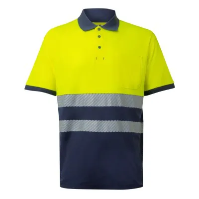 Tricou polo din bumbac, cu mânecă scurtă, de înaltă vizibilitate, în două tonuri / Velilla / Tricouri, bluze, cămăși