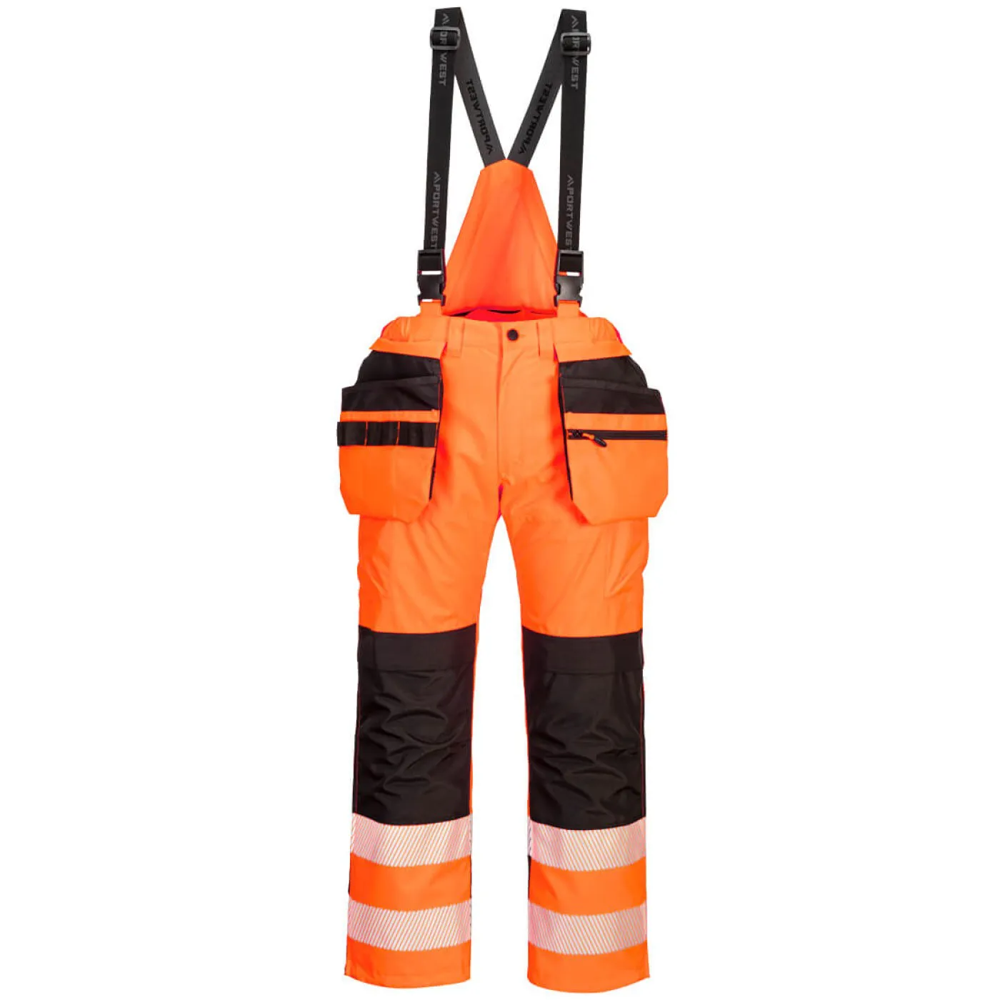 PW356 - Pantaloni de ploaie HiVis PW3, cu bretele / Portwest / Îmbrăcăminte de ploaie și impermeabilă