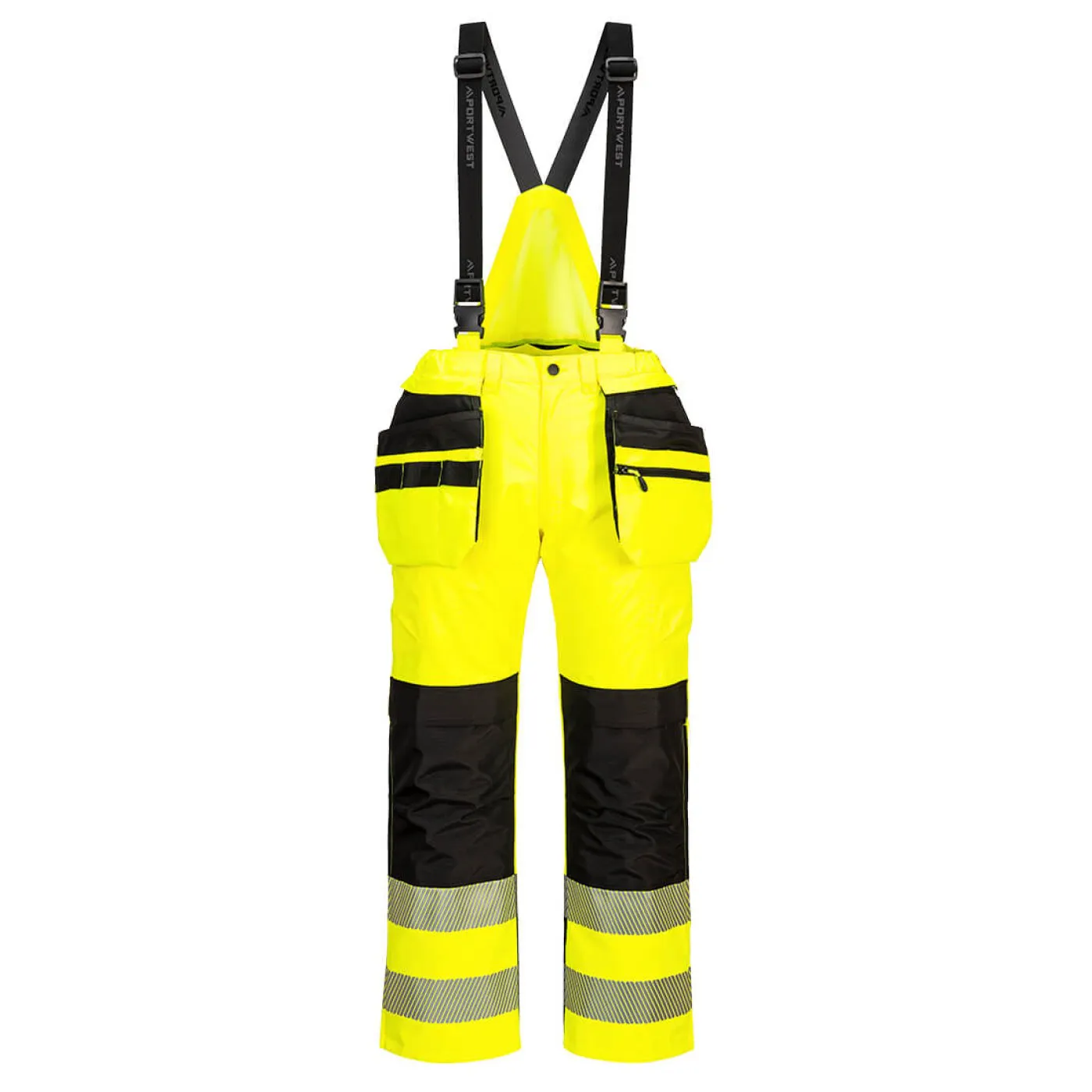 PW356 - Pantaloni de ploaie HiVis PW3, cu bretele / Portwest / Îmbrăcăminte de ploaie și impermeabilă