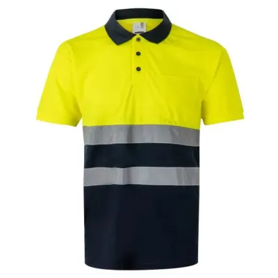 Tricou polo cu mânecă scurtă, de înaltă vizibilitate, în două tonuri / Velilla / Tricouri, bluze, cămăși