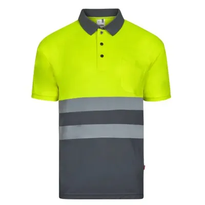 Tricou polo cu mânecă scurtă, de înaltă vizibilitate, în două tonuri / Velilla / Tricouri, bluze, cămăși