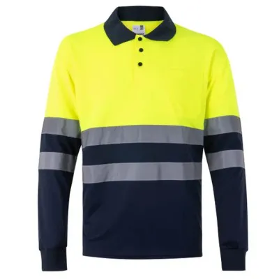 Tricou polo cu mânecă lungă, de înaltă vizibilitate, în două tonuri / Velilla / Tricouri, bluze, cămăși