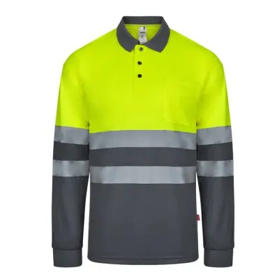 Tricou polo cu mânecă lungă, de înaltă vizibilitate, în două tonuri / Velilla / Tricouri, bluze, cămăși