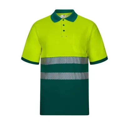 Tricou polo din bumbac, cu mânecă scurtă, de înaltă vizibilitate, în două tonuri / Velilla / Tricouri, bluze, cămăși
