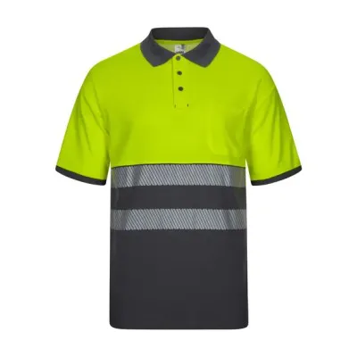 Tricou polo din bumbac, cu mânecă scurtă, de înaltă vizibilitate, în două tonuri / Velilla / Tricouri, bluze, cămăși