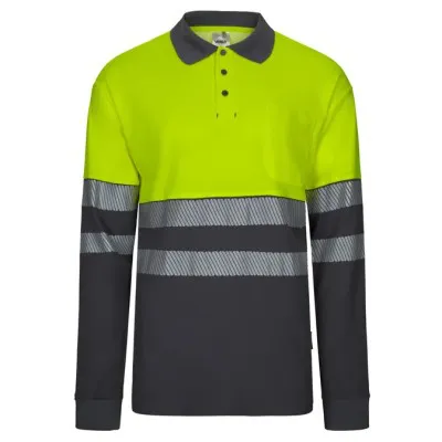 Tricou polo din polibumbac, cu mânecă lungă,  de înaltă vizibilitate, în două tonuri / Velilla / Tricouri, bluze, cămăși
