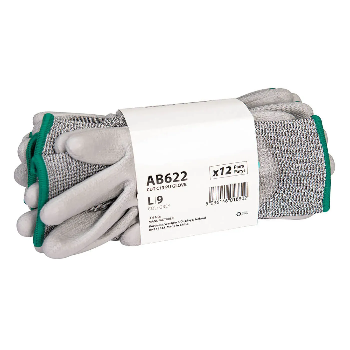 AB622 - Mănuși anti-tăiere C13 PU Essential Multipack (12 perechi) / Portwest / Mănuși de protecție antităiere, antiînțepare