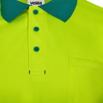 Tricou polo reflectorizant, cu mânecă lungă, de înaltă vizibilitate, în două tonuri, din poliester reciclat / Velilla / Îmbrăcăminte HiVis și reflectorizantă