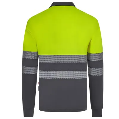Tricou polo reflectorizant, cu mânecă lungă, de înaltă vizibilitate, în două tonuri, din poliester reciclat / Velilla / Îmbrăcăminte HiVis și reflectorizantă