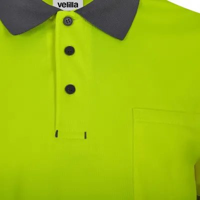 Tricou polo reflectorizant, cu mânecă lungă, de înaltă vizibilitate, în două tonuri, din poliester reciclat / Velilla / Îmbrăcăminte HiVis și reflectorizantă