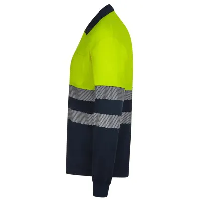 Tricou polo reflectorizant, cu mânecă lungă, de înaltă vizibilitate, în două tonuri, din poliester reciclat / Velilla / Îmbrăcăminte HiVis și reflectorizantă