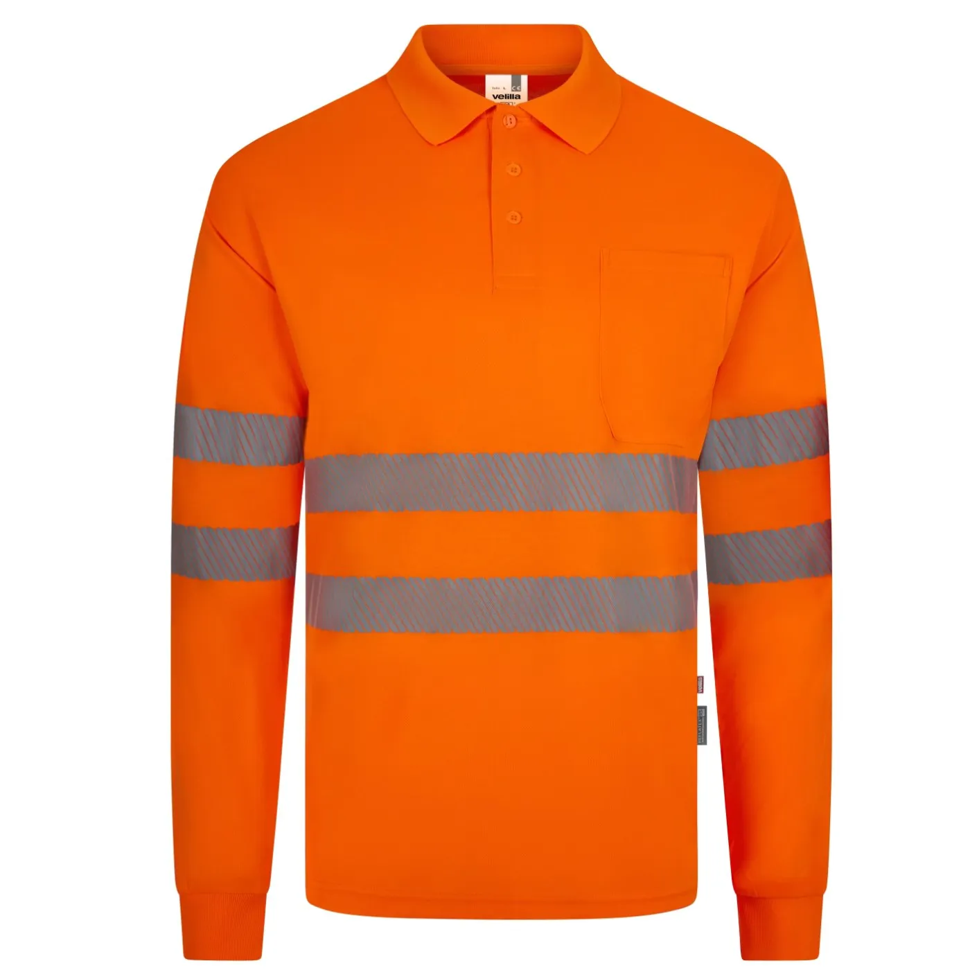 Tricou polo reflectorizant, cu mânecă lungă, de înaltă vizibilitate, din poliester reciclat / Velilla / Îmbrăcăminte HiVis și reflectorizantă