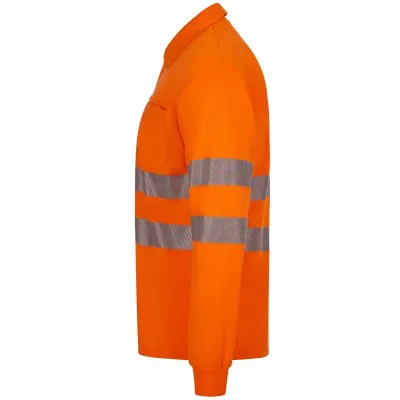 Tricou polo reflectorizant, cu mânecă lungă, de înaltă vizibilitate, din poliester reciclat / Velilla / Îmbrăcăminte HiVis și reflectorizantă