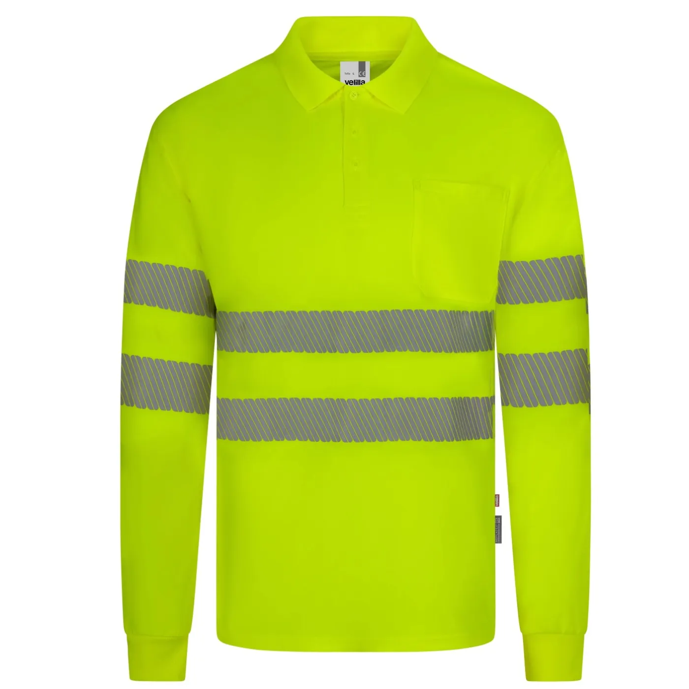 Tricou polo reflectorizant, cu mânecă lungă, de înaltă vizibilitate, din poliester reciclat / Velilla / Îmbrăcăminte HiVis și reflectorizantă