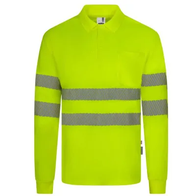 Tricou polo reflectorizant, cu mânecă lungă, de înaltă vizibilitate, din poliester reciclat / Velilla / Îmbrăcăminte HiVis și reflectorizantă
