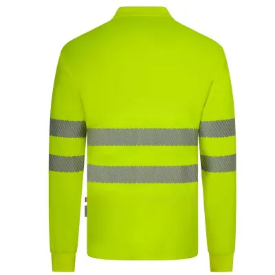 Tricou polo reflectorizant, cu mânecă lungă, de înaltă vizibilitate, din poliester reciclat / Velilla / Îmbrăcăminte HiVis și reflectorizantă