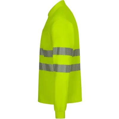 Tricou polo reflectorizant, cu mânecă lungă, de înaltă vizibilitate, din poliester reciclat / Velilla / Îmbrăcăminte HiVis și reflectorizantă