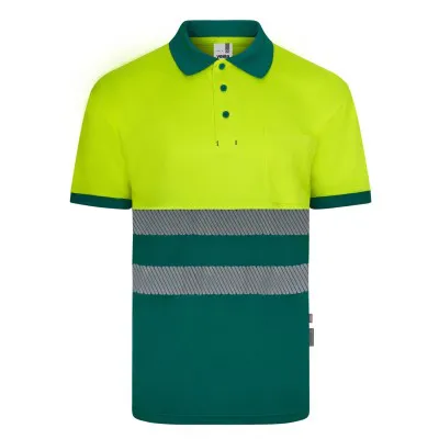 Tricou polo cu mânecă scurtă, de înaltă vizibilitate, în două tonuri, din poliester reciclat / Velilla / Îmbrăcăminte HiVis și reflectorizantă
