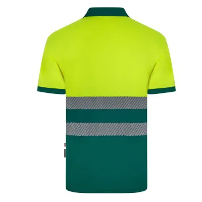 Tricou polo cu mânecă scurtă, de înaltă vizibilitate, în două tonuri, din poliester reciclat / Velilla / Îmbrăcăminte HiVis și reflectorizantă