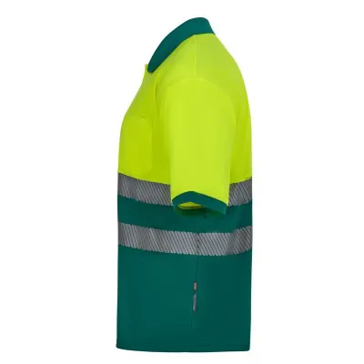 Tricou polo cu mânecă scurtă, de înaltă vizibilitate, în două tonuri, din poliester reciclat / Velilla / Îmbrăcăminte HiVis și reflectorizantă