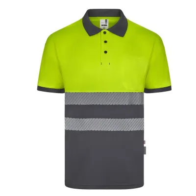 Tricou polo cu mânecă scurtă, de înaltă vizibilitate, în două tonuri, din poliester reciclat / Velilla / Îmbrăcăminte HiVis și reflectorizantă