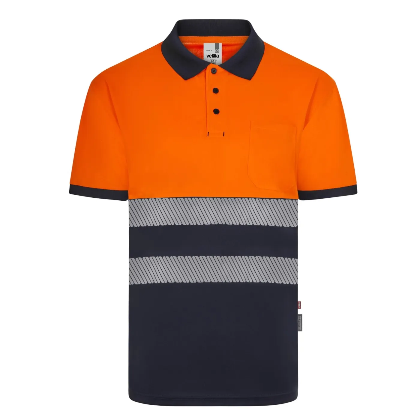 Tricou polo cu mânecă scurtă, de înaltă vizibilitate, în două tonuri, din poliester reciclat / Velilla / Îmbrăcăminte HiVis și reflectorizantă