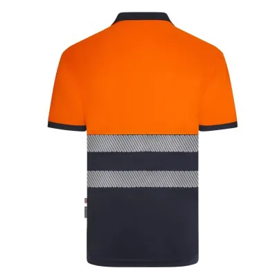 Tricou polo cu mânecă scurtă, de înaltă vizibilitate, în două tonuri, din poliester reciclat / Velilla / Îmbrăcăminte HiVis și reflectorizantă