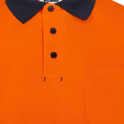 Tricou polo cu mânecă scurtă, de înaltă vizibilitate, în două tonuri, din poliester reciclat / Velilla / Îmbrăcăminte HiVis și reflectorizantă