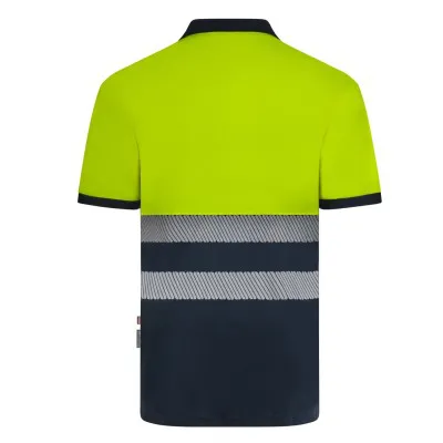 Tricou polo cu mânecă scurtă, de înaltă vizibilitate, în două tonuri, din poliester reciclat / Velilla / Îmbrăcăminte HiVis și reflectorizantă