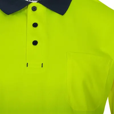 Tricou polo cu mânecă scurtă, de înaltă vizibilitate, în două tonuri, din poliester reciclat / Velilla / Îmbrăcăminte HiVis și reflectorizantă