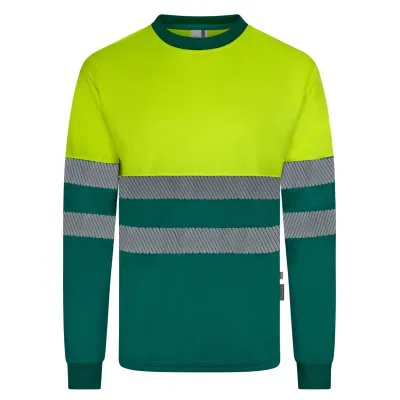Tricou reflectorizant cu mânecă lungă, de înaltă vizibilitate, în două tonuri, din poliester reciclat / Velilla / Îmbrăcăminte HiVis și reflectorizantă