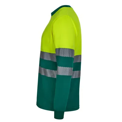 Tricou reflectorizant cu mânecă lungă, de înaltă vizibilitate, în două tonuri, din poliester reciclat / Velilla / Îmbrăcăminte HiVis și reflectorizantă