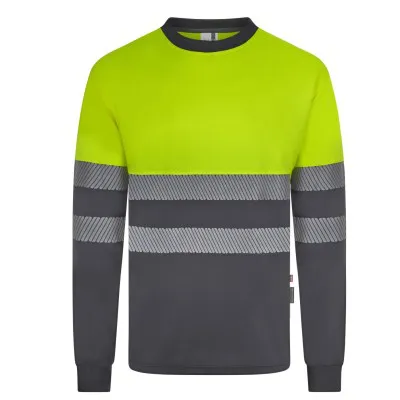 Tricou reflectorizant cu mânecă lungă, de înaltă vizibilitate, în două tonuri, din poliester reciclat / Velilla / Îmbrăcăminte HiVis și reflectorizantă