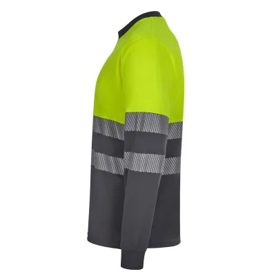 Tricou reflectorizant cu mânecă lungă, de înaltă vizibilitate, în două tonuri, din poliester reciclat / Velilla / Îmbrăcăminte HiVis și reflectorizantă