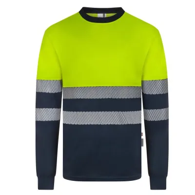Tricou reflectorizant cu mânecă lungă, de înaltă vizibilitate, în două tonuri, din poliester reciclat / Velilla / Îmbrăcăminte HiVis și reflectorizantă