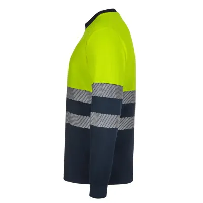 Tricou reflectorizant cu mânecă lungă, de înaltă vizibilitate, în două tonuri, din poliester reciclat / Velilla / Îmbrăcăminte HiVis și reflectorizantă