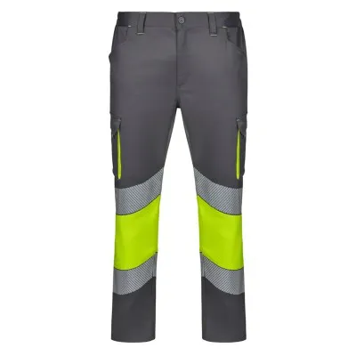 Pantaloni stretch de înaltă vizibilitate, în două tonuri, cu buzunare multiple / Velilla / Îmbrăcăminte HiVis și reflectorizantă