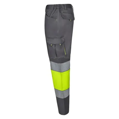Pantaloni stretch de înaltă vizibilitate, în două tonuri, cu buzunare multiple / Velilla / Îmbrăcăminte HiVis și reflectorizantă
