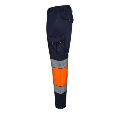 Pantaloni stretch de înaltă vizibilitate, în două tonuri, cu buzunare multiple / Velilla / Îmbrăcăminte HiVis și reflectorizantă
