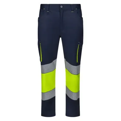 Pantaloni stretch de înaltă vizibilitate, în două tonuri, cu buzunare multiple / Velilla / Îmbrăcăminte HiVis și reflectorizantă