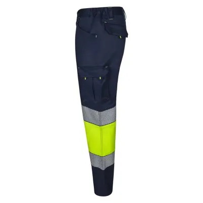 Pantaloni stretch de înaltă vizibilitate, în două tonuri, cu buzunare multiple / Velilla / Îmbrăcăminte HiVis și reflectorizantă