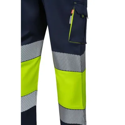 Pantaloni stretch de înaltă vizibilitate, în două tonuri, cu buzunare multiple / Velilla / Îmbrăcăminte HiVis și reflectorizantă